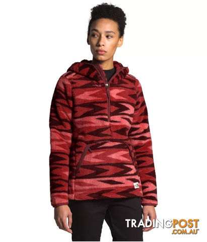 The North Face Campshire 2.0 Womens Pullover Fleece Hoodie - Sunbaked Red Arrow Stripe Print/Barolo Red - XL - NF0A3YS7P52-X1L