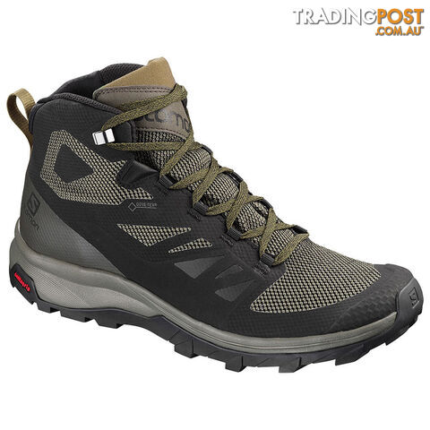 Salomon Outline Mid GTX Mens Hiking Boots - Black/Beluga/Capers - 10.5 US -...