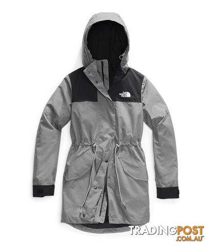 The North Face Metroview Womens Waterproof Trench Coat - TNF Medium Grey Heather/TNF Black - S - NF0A4AM1GVD-R0S