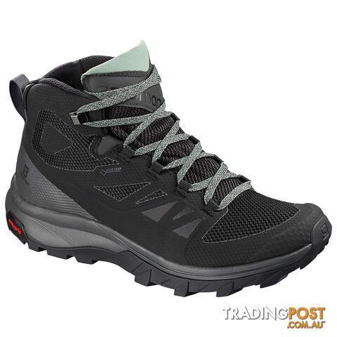 Salomon Outline Mid GTX Womens Hiking Boots - Black/Magnet/Green Milieu Exc -...