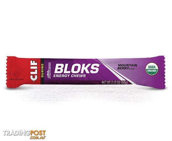 Clif Energy Shot Bloks Energy Chews - Mountain Berry - Individual - Clif-bloks-mberry