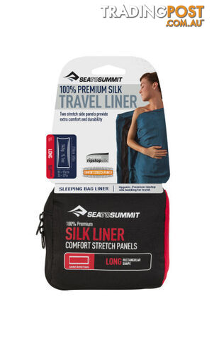 Sea To Summit Silk Stretch Liner - Long (Rectangular) Navy Blue - ASILKCSLONGNB