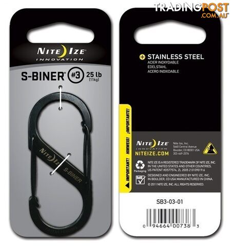 Nite Ize #3 S-Biner Double Gated Carabiner - Black - XNSB30301