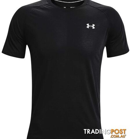 Under Armour Streaker SS Mens Performance T-Shirt - Black/Black/Reflective - SM...