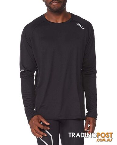 2XU Aero L/S Mens Running T-Shirt - Black/Silver Reflective - M - MR6556a-BLK-SRF-M