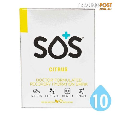 SOS Rehydrate Electrolyte Sports Drink - Citrus - 10 Pack - SOS-CI-10PK