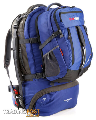 Black Wolf Cedar Breaks 65L Travel Backpack & Zip-off daypack - Blue -...