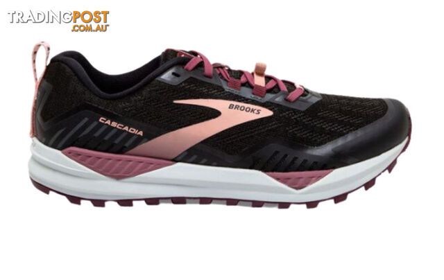 Brooks Cascadia 15 Womens Trail Running Shoes - Black/Ebony/Coral Cloud - 7 Wide - 1203311D-087-7