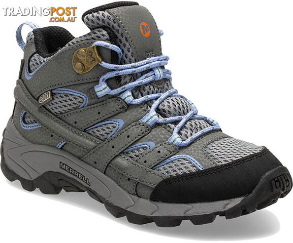Merrell Moab 2 Mid Big Kids Waterproof Hiking Boots - Grey/Periwinkle - 13US -...