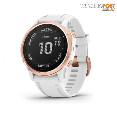 Garmin Fenix 6S Pro Watch - Rose Gold-tone with White Band - 10-02159-12