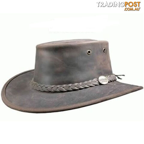 BARMAH FOLDAWAY BRONCO LEATHER HAT BROWN [Hat Size:XL] - 1060BRXL