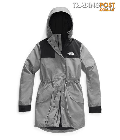 The North Face Metroview Womens Waterproof Trench Coat - TNF Medium Grey Heather/TNF Black - L - NF0A4AM1GVD-W0L