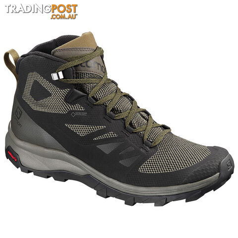 Salomon Outline Mid GTX Mens Hiking Boots - Black/Beluga/Capers - 13 US -...