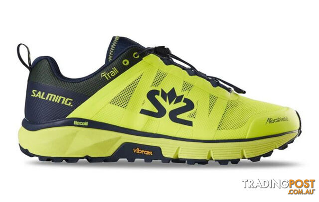 Salming Trail 6 Mens Trail Running Shoes - Safety Yellow/Navy Blue - US9.5 -...