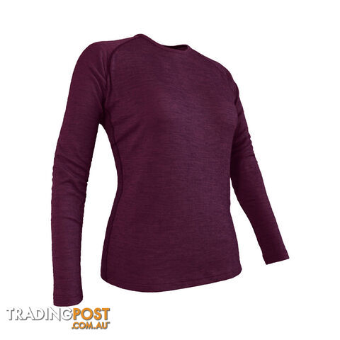 Wilderness Wear Merinofusion 190 Women's Long Sleeve Crew - Fusion Merlot -...