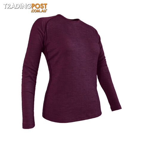 Wilderness Wear Merinofusion 190 Women's Long Sleeve Crew - Fusion Merlot - 16 -...