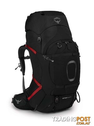 Osprey Aether Plus 70L Mens Hiking Backpack - Black - S/M - OSP0890-Black-S-M