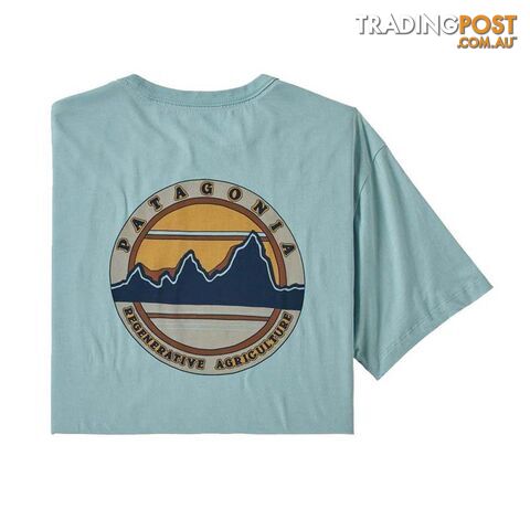 Patagonia Road to Regenerative Pocket Mens Organic Cotton Tee - Big Sky Blue -...