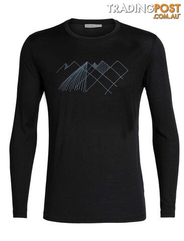 Icebreaker Merino Tech Lite LS Crewe Mens T-Shirt - Geo Mountain - 104955