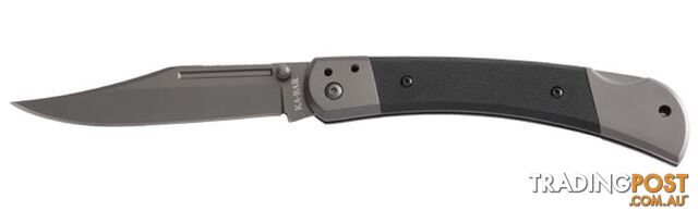 Ka-Bar Folding Hunter Straight Edge Knife With Gray Pocket Clip - KB3189