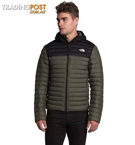 The North Face Stretch Down Mens Insulated Hoodie - New Taupe Green/TNF Black - L - NF0A3Y55BQW-W0L