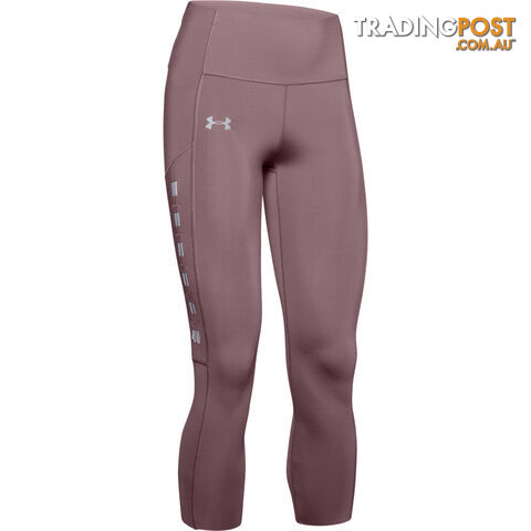 Under Armour Qualifier Speedpocket Roadside Runway Crop Womens Leggings - Pink -...