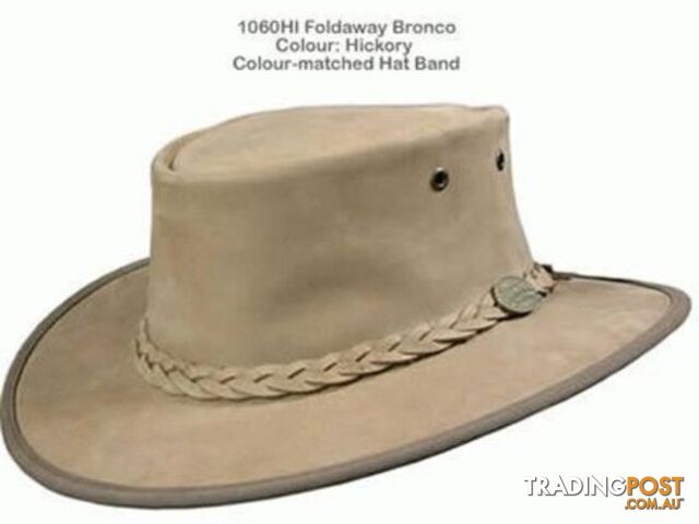 BARMAH FOLDAWAY BRONCO LEATHER HAT - HICKORY [Hat Size:Large] - 1060HIL