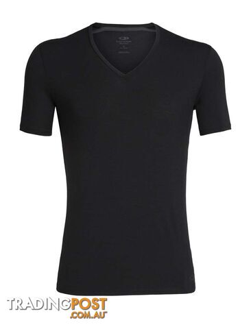 Icebreaker Merino Anatomica SS V Neck Mens T-Shirt - Black - L - 103661001L