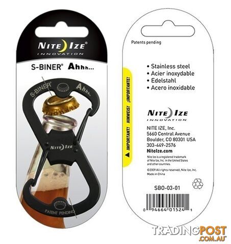 Nite Ize Ahhh S-Biner Bottle Opener - Black - XNSBO0301