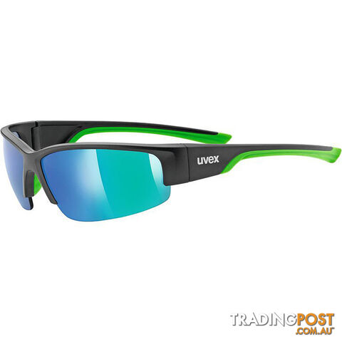 Uvex Sportstyle 215 Sports Sunglasses - Black Matte/Green - S5306172716