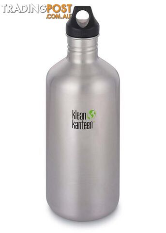 Klean Kanteen 64oz Classic Loop Cap Water Bottle 1.9L - Brushed Stainless - XK1003099