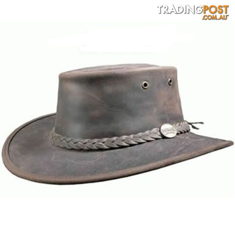 BARMAH FOLDAWAY BRONCO LEATHER HAT BROWN [Hat Size:Medium] - 1060BRM