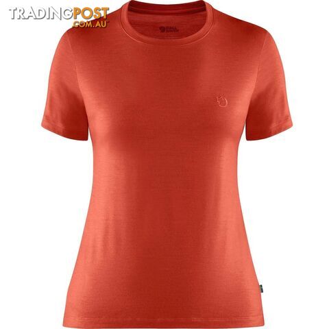 Fjallraven Abisko Wool SS Womens T-Shirt - Flame Orange - CF84101