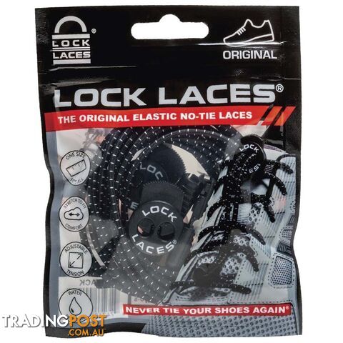 Lock Laces Original No Tie Shoes Laces - Black - LL-ORIG-BLK