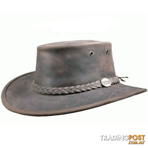 BARMAH FOLDAWAY BRONCO LEATHER HAT BROWN [Hat Size:Small] - 1060BRS