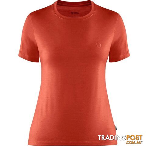 Fjallraven Abisko Wool SS Womens T-Shirt - Flame Orange - S - CF84101214S