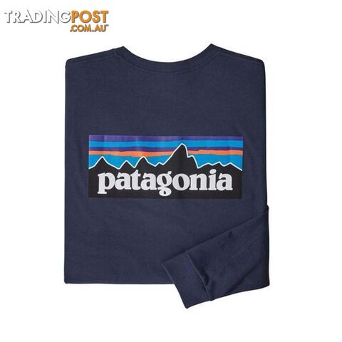 Patagonia P-6 Logo Responsibili-Tee Mens Long Sleeve T-Shirt - Classic Navy - S...