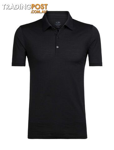 Icebreaker Merino Tech Lite SS Mens Polo Shirt - Black - S - 104124001S