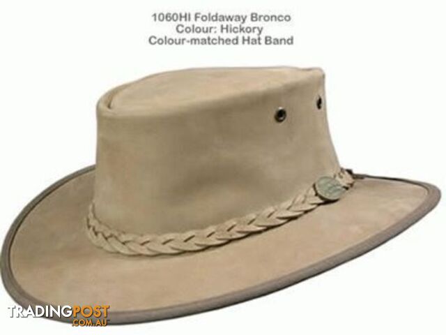 BARMAH FOLDAWAY BRONCO LEATHER HAT - HICKORY [Hat Size:XL] - 1060HIXL