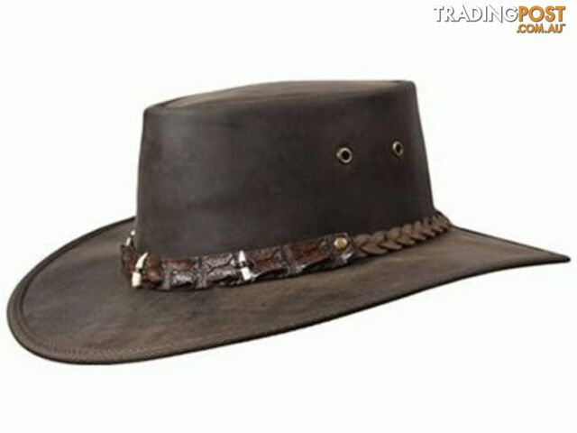 BARMAH OUTBACK CROCODILE TEETH LEATHER HAT - BROWN [Hat Size:XXL] - 1033SCXXL - photo 1 of 1