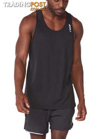 2XU Aero Mens Running Singlet - Black/Silver Reflective - S - MR6559a-BLK-SRF-S