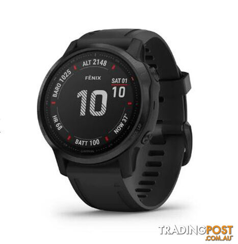 Garmin Fenix 6S Pro Watch - Black with Black Band - 10-02159-15