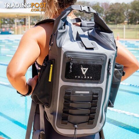 Volare Waterproof Adventure Backpack - 20 Litre - Black - VWBPBLK-20