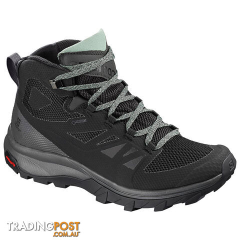 Salomon Outline Mid GTX Womens Hiking Boots - Black/Magnet Green - 404844