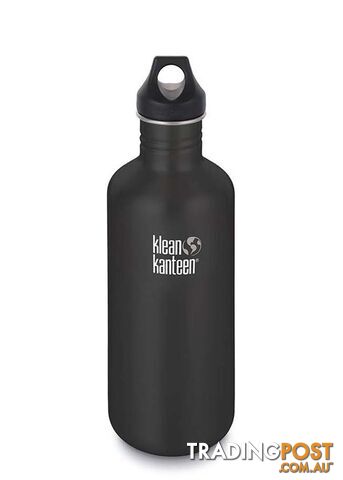 Klean Kanteen 40oz Classic Loop Cap Water Bottle 1.2L - Shale Black - XK1003096