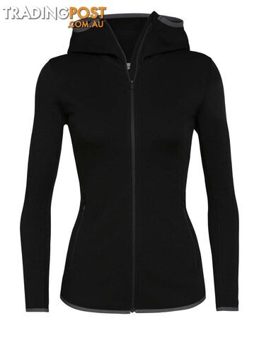 Icebreaker RealFleece Merino Elemental LS Zip Hood Womens Fleece Jacket - Black...