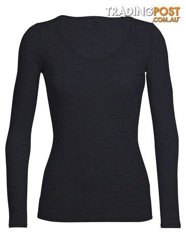 Icebreaker Siren Womens Sweetheart Long Sleeve Merino T-Shirt - Black - S -...