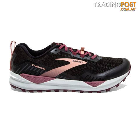 Brooks Cascadia 15 Womens Trail Running Shoes - Black/Ebony/Coral Cloud - 8 - 120331-1B-087-8