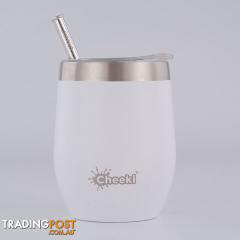 Cheeki Insulated Wine Tumbler with Straw - 320ml - Spirit White - WTB320SW2