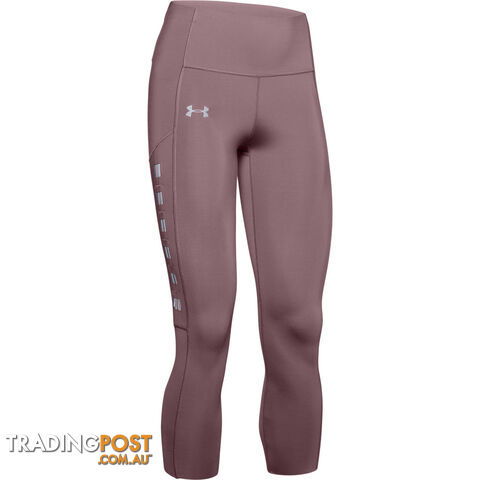 Under Armour Qualifier Speedpocket Roadside Runway Crop Womens Leggings - Pink -...